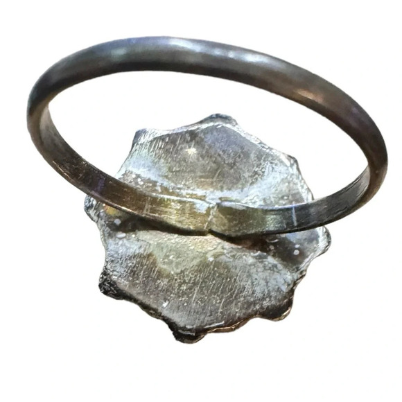 Native Zuni Turquoise Cluster Sterling Silver Ring (6.5) - Picture 7 of 8